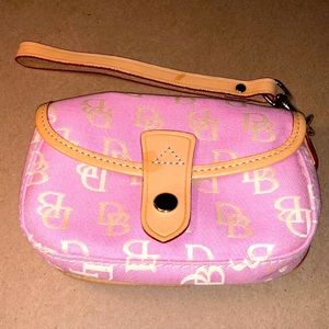 Dooney & Bourke Pink Canvas and Leather Wristlet